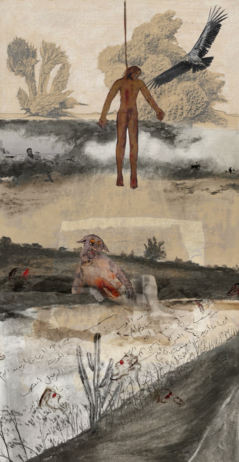 Nermine Hammam, Night Journey Under The Sea, 2022. Photography, drawing, digital collage