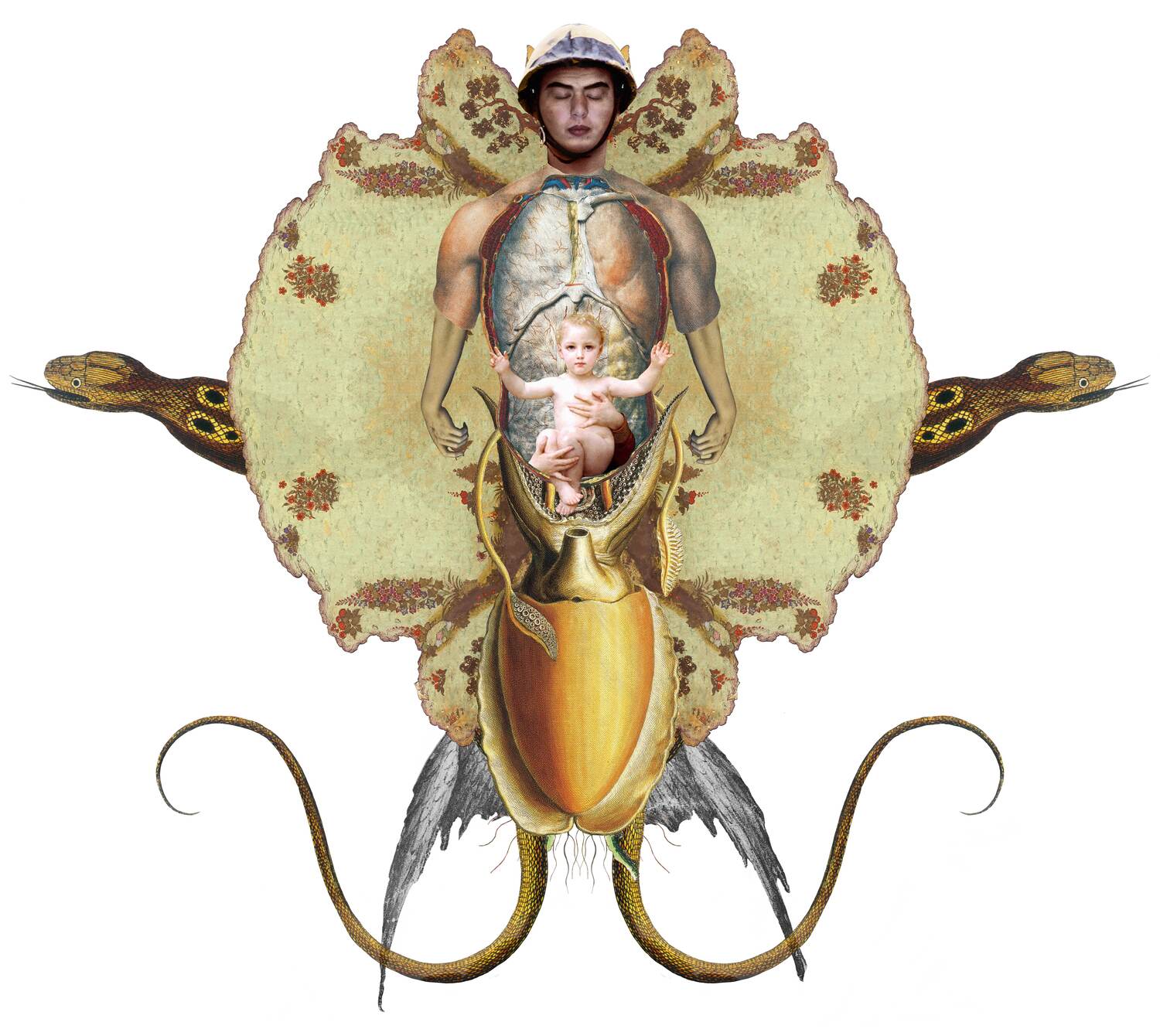 Nermine Hammam, el wa7sh 02, 2012. Digital collage, mixed media