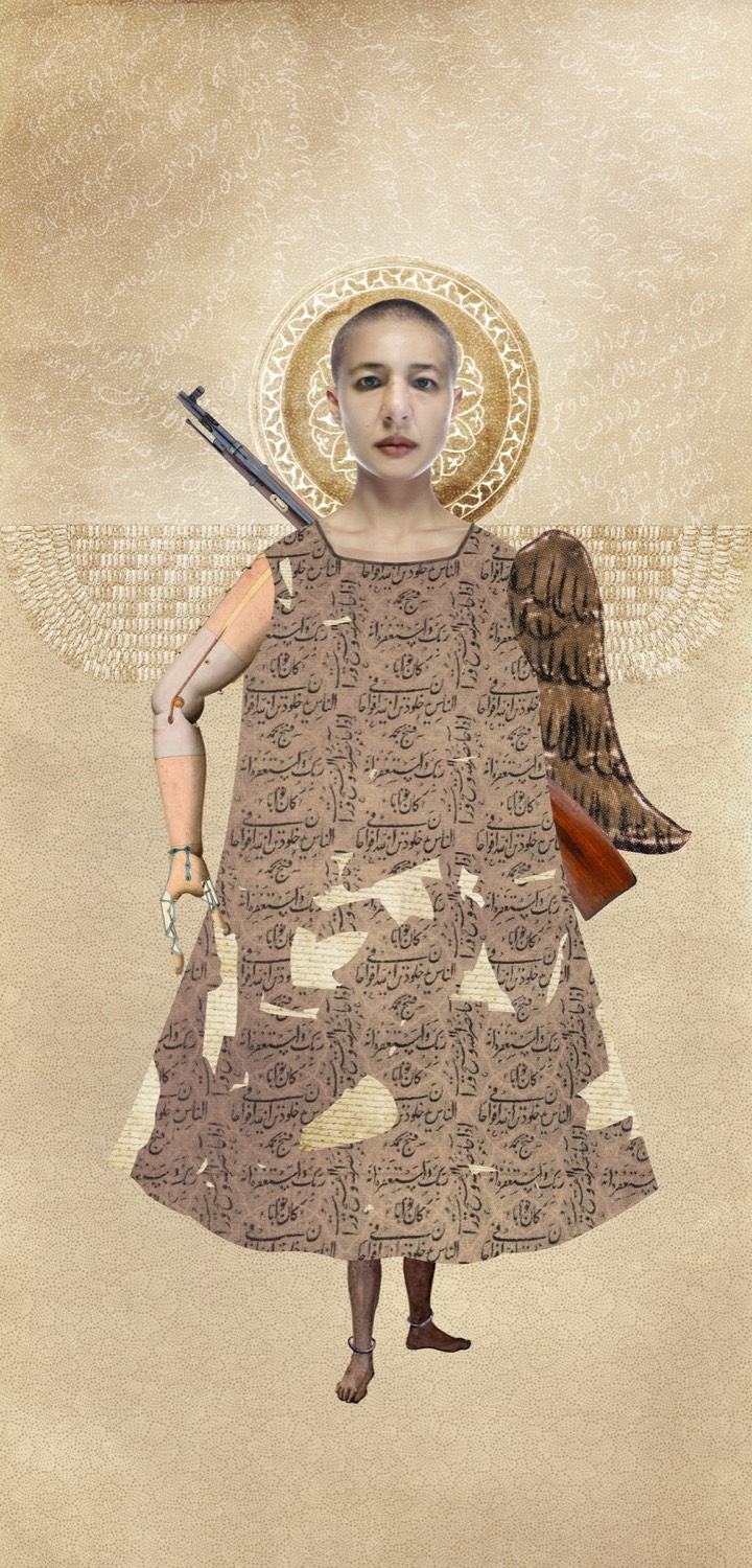 Nermine Hammam, Kneecap Planet, 2011. Digital collage, mixed media